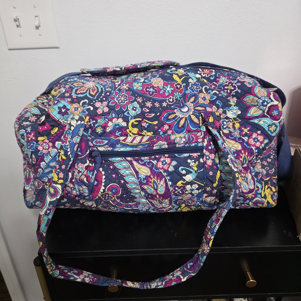 Vera Bradley Blue and Pink Travel Bag with Floral Print